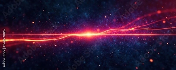 Fototapeta Vibrant Glowing Light Beam Streaking Across Dark Textured Background; Energetic, Sci-Fi Atmosphere Ideal for Technology, Energy, and Space Projects