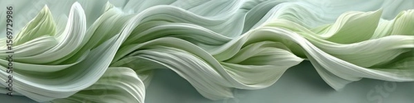 Fototapeta Mint green pastel abstract dreamscape with ethereal textures and smooth lines