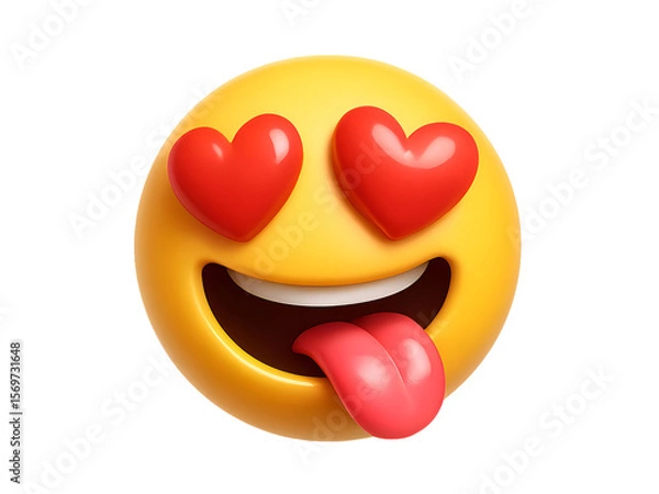 Fototapeta 3D Love Eyes Tongue Out Emoji Icon isolated on transparent background