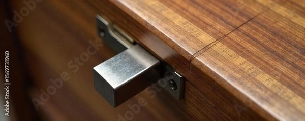 Fototapeta Gleaming Stainless Steel Joinery Precision Carpentry Details in a High-End Project