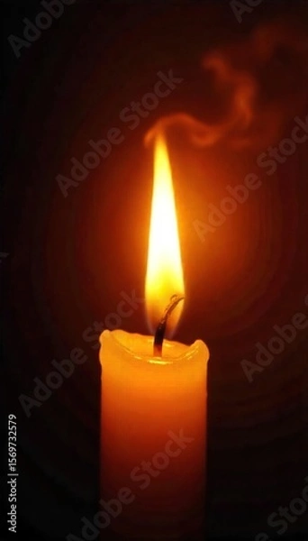 Fototapeta Mesmerizing Flickering Candle Flame Warm Orange and Yellow Hues Create a Peaceful Ambiance Perfect for Relaxation, Meditation, and Spiritual Themes