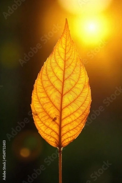 Fototapeta Sunlit Golden Leaf Serenity and Spiritual Connection, Perfect for Wellness, Yoga, and Meditation Themes