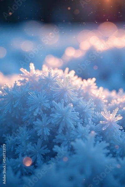 Fototapeta Sparkling Ice Crystals A Breathtaking Close-Up of Winters Frosty Enchantment, Evoking Serenity and Cold Beauty