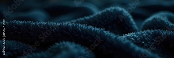 Fototapeta Luxuriously Soft Black Plush Fabric Close-up Texture Evoking Deep Sleep and Peaceful Rest