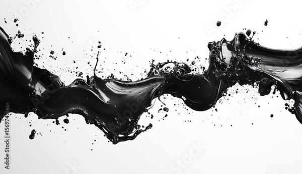 Fototapeta Abstract black paint splash on a white background.