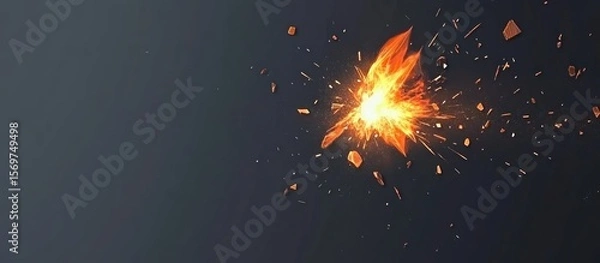 Fototapeta Visual Representation of Shattered Destruction and Fiery Explosion Dynamics
