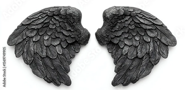 Fototapeta Decorative angel wings with intricate feather details.