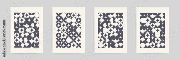 Fototapeta Retro Botanical Geometric Grid with Vintage Texture