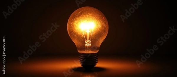 Fototapeta Illuminating idea: A close-up of a glowing light bulb emitting warm light