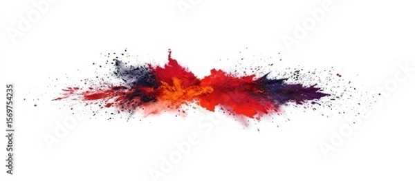 Fototapeta Energetic burst of vibrant colors in abstract explosion against white backdrop