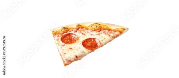 Fototapeta Delicious Pepperoni Pizza Slice on a Clean White Background Ready to Eat