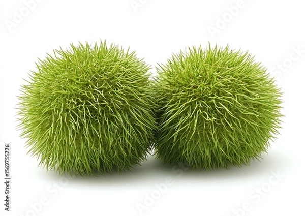 Fototapeta Two spiky spheres resembling natural objects or microorganisms.