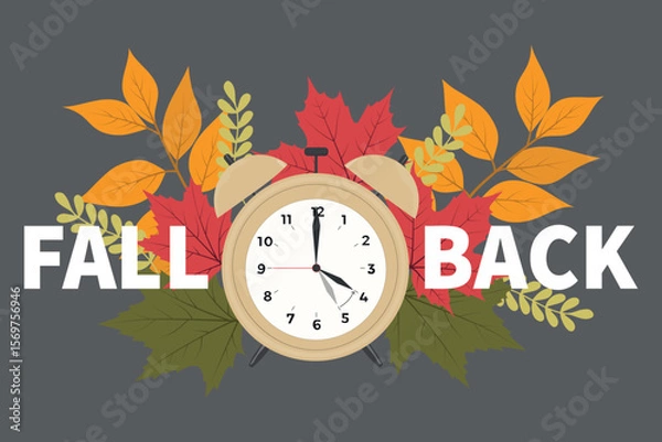 Obraz Change your clocks card for Fall Back. Daylight saving time concept	