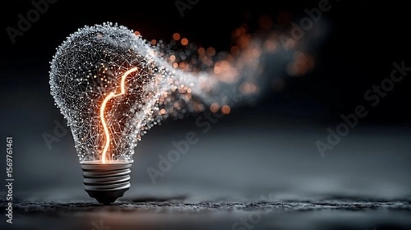 Obraz Glowing Lightbulb with Sparks, Idea Concept, Innovation, Inspiration