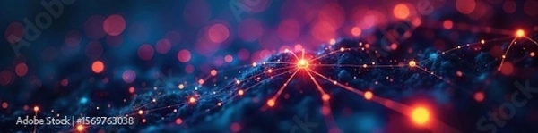 Fototapeta Glowing Network Visualization Abstract Tech Background for AI, Big Data, and System Architecture Concepts