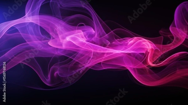 Obraz Vivid swirling pink and purple smoke against dark background