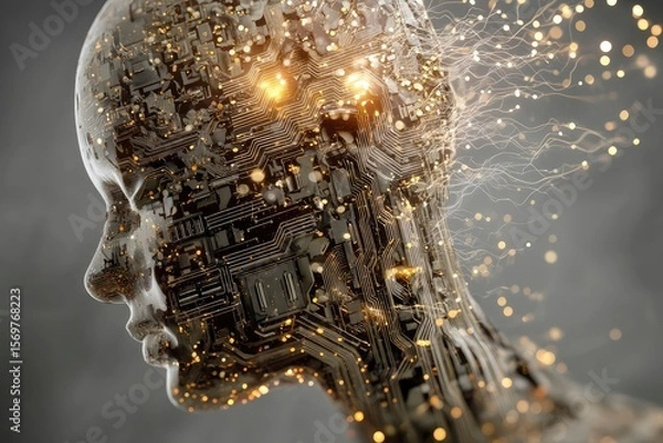 Obraz Stock graphics, intelligence, and technological innovations 