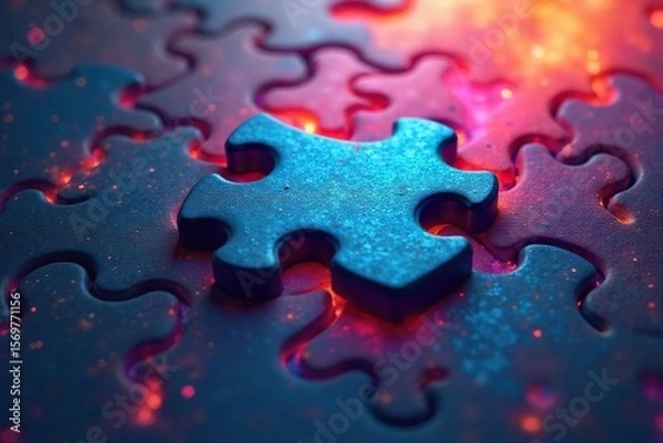 Fototapeta Seamless Puzzle Piece Integration  Symbolizing Unity, Teamwork, and Collaborative Problem Solving