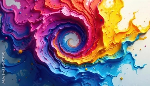 Fototapeta Vibrant Multicolored Spiral Paint Swirl Dynamic Energetic Abstract Background