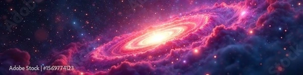 Fototapeta Swirling Cosmic Nebula Vibrant Galaxy Dust and Gas Background for Motion Graphics, Websites, and Videos