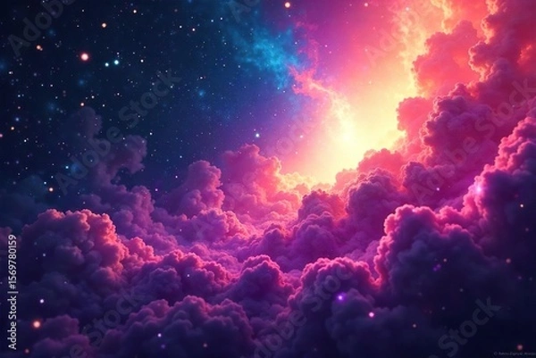 Fototapeta Vibrant Swirling Nebula Cosmic Gas Clouds in High Resolution for Sci-Fi, Fantasy, and Abstract Design Projects