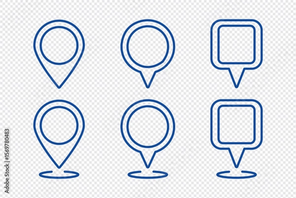 Obraz Location pin icon collection. Location Pin Icon, GPS Marker, Map Pointer. Location pin icon in editable stroke, outline styles. For navigation, maps and geolocation designs in apps, websites.