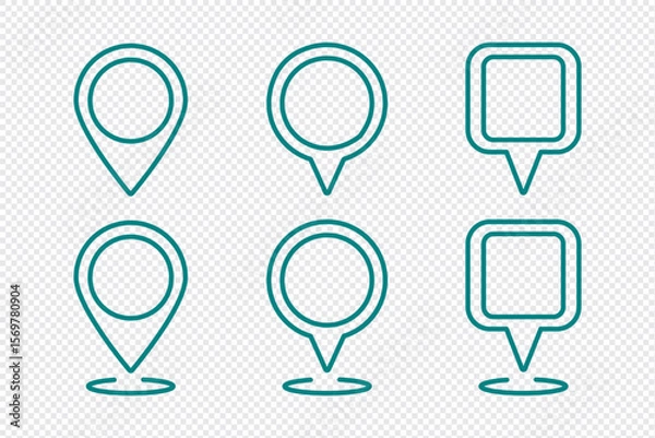 Obraz Location pin icon collection. Location Pin Icon, GPS Marker, Map Pointer. Location pin icon in editable stroke, outline styles. For navigation, maps and geolocation designs in apps, websites.