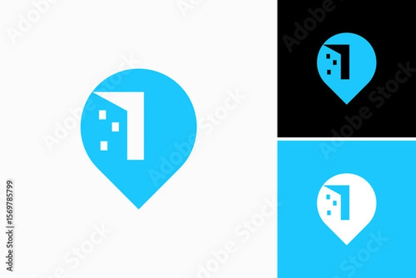 Obraz Building in Pin Location Vector Logo Premium 