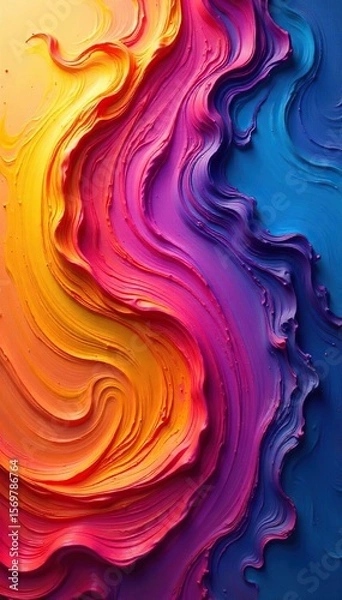 Fototapeta Vibrant Swirling Paint Textures Dynamic Abstract Background for Creative Design Projects