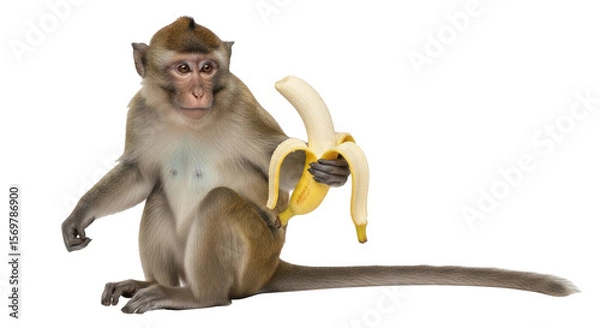 Fototapeta Isolated Monkey Eating Banana Primate Isolated