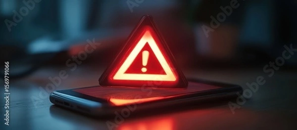 Obraz Warning Sign on Phone with Exclamation Point
