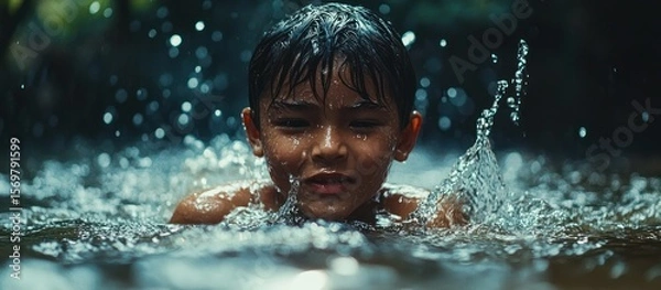 Obraz Boy Swimming in Water