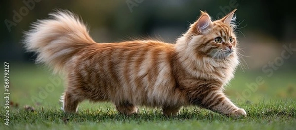 Obraz Orange Cat Walking on Grass