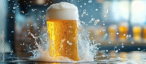 Obraz Beer Splash in Glass with Foam