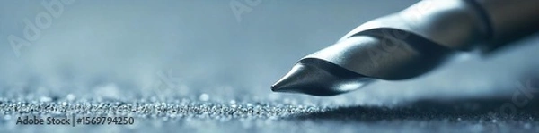 Fototapeta Gleaming White Drill Bit Precision Engineering Close-Up - Ideal for Industrial, Construction, and DIY Projects