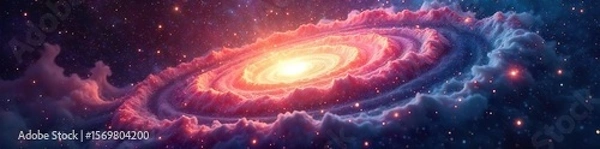 Fototapeta Vibrant Cosmic Nebula Swirling Energy Radiating from the Universes Heart