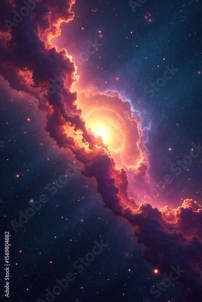 Fototapeta Breathtaking Nebula Vista Cosmic Dust and Gas Swirl in Intricate Patterns Against Distant Galaxies, a Stunning View of the Vast Universe