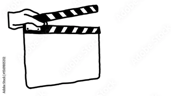Fototapeta Hand is holing clapper board on translucent background.Illustration