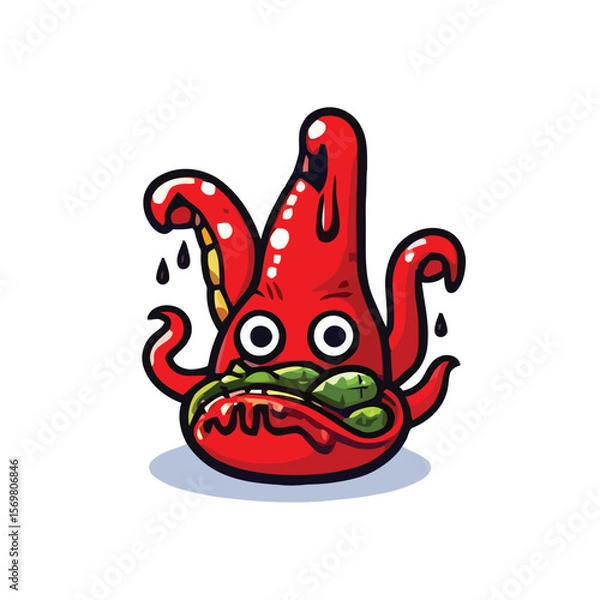 Obraz vector style cute unique food monster mascot illustration