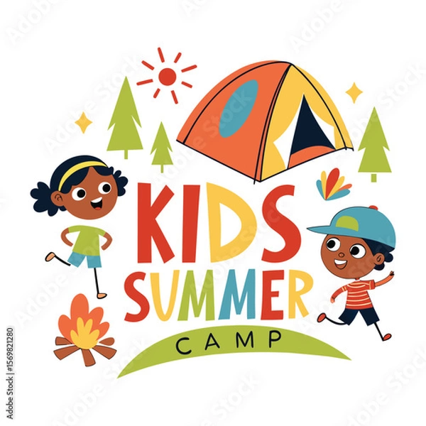 Obraz illustration vector graphic of kids summer camp.