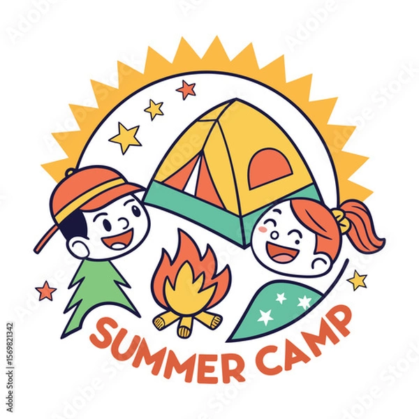 Obraz summer camp logo design.