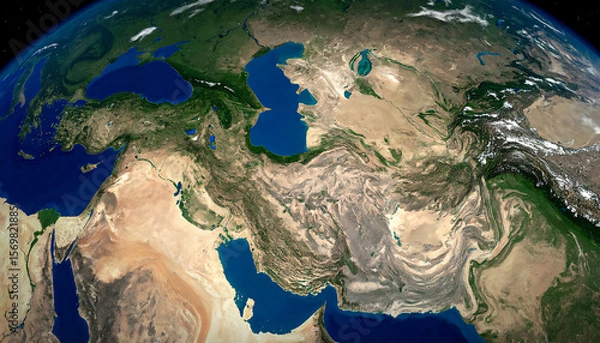 Fototapeta Image of the Caspian Sea taken by satellite from space
