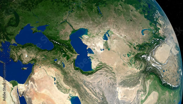 Fototapeta Image of the Caspian Sea taken by satellite from space
