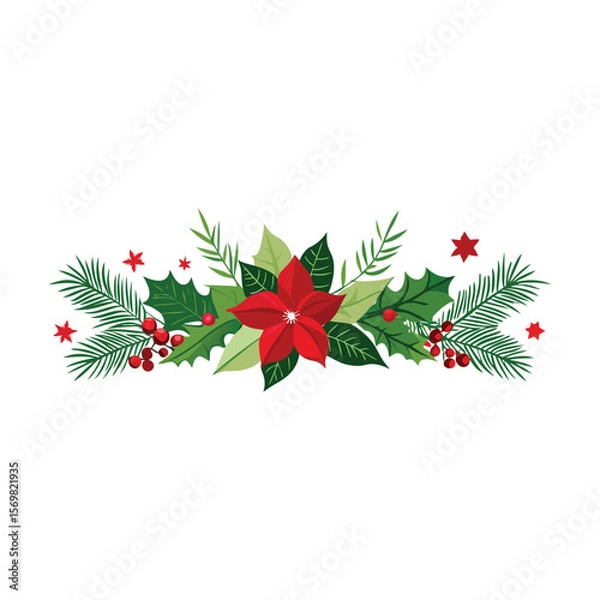 Obraz christmas wreath with holly and berries