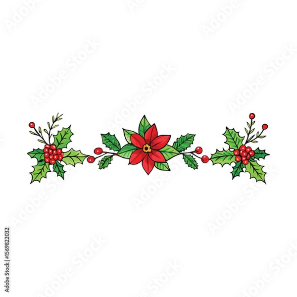 Obraz christmas background with holly and berries