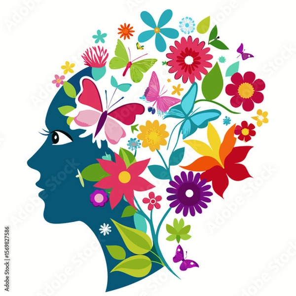 Obraz Human head silhouette symbolizing positive mindset and mental well being