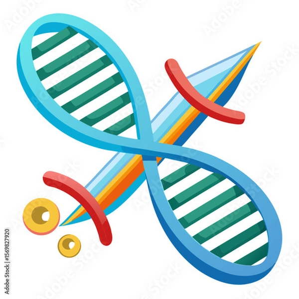 Obraz Stylized 3d like illustration of crispr gene editing technology in action