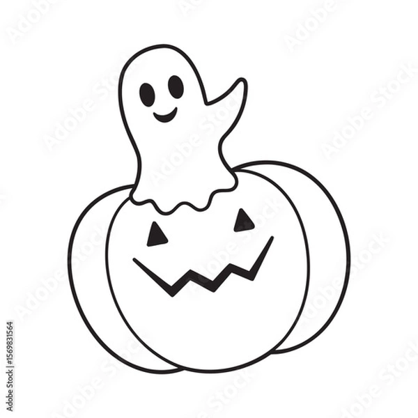 Fototapeta Pumpkin Lantern Releasing A Ghost