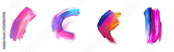 Fototapeta Vibrant strokes of acrylic paint dancing in a symphony of color on transparent background Generative AI