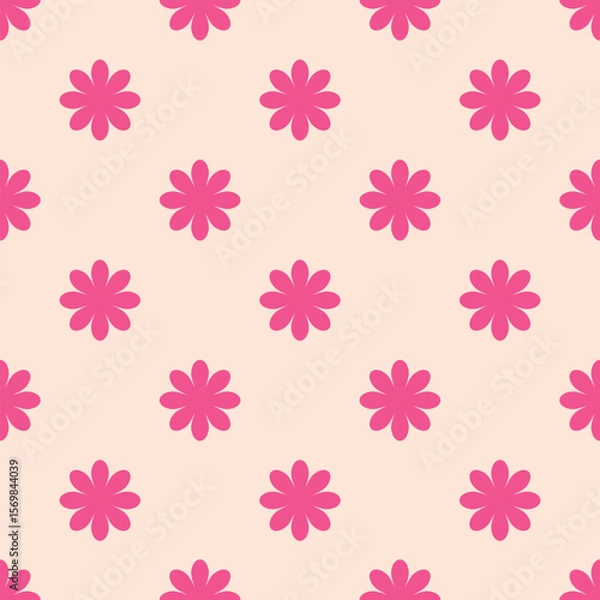 Fototapeta Pink flower repeat seamless vector pattern